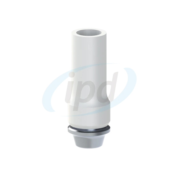 Straight IPD cobalt-chromium base with burnout coping for single crowns