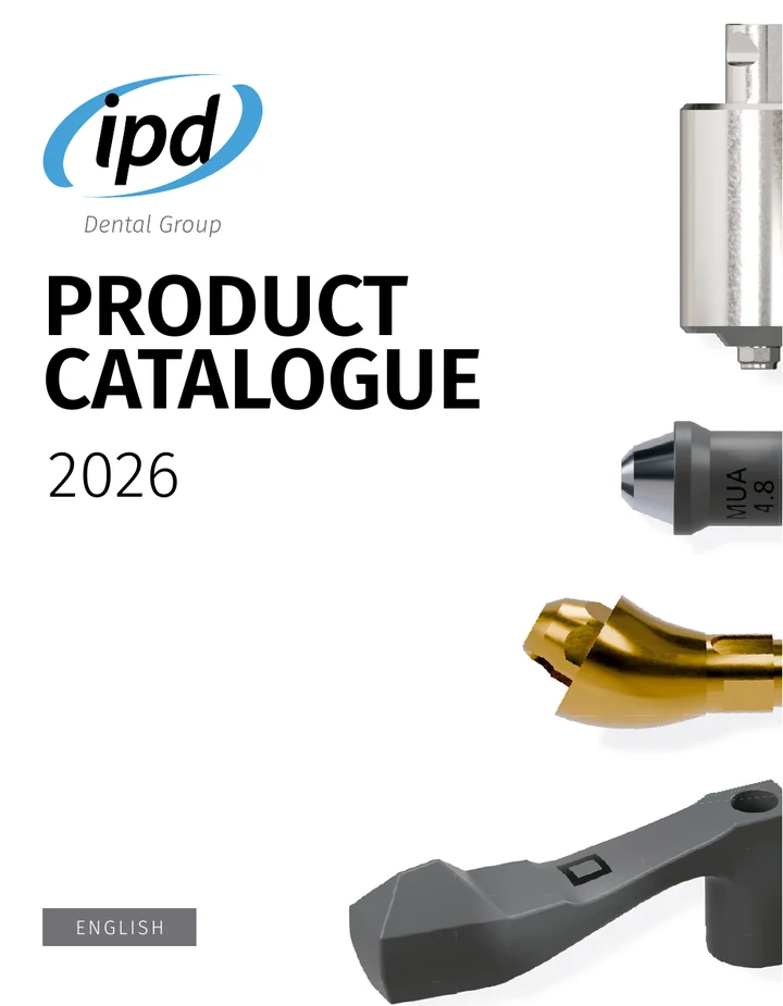 Cover of IPD Product Catalogue 2026 – catalogue of prosthetic components for dental implants