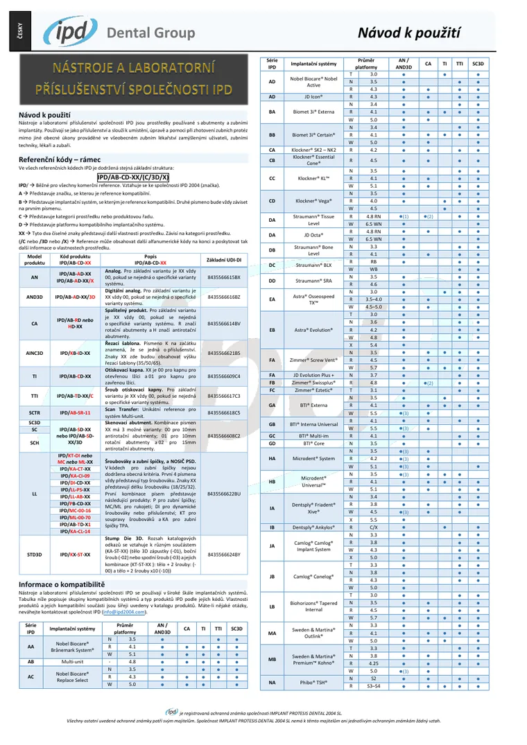First page of the IPD Instruments and laboratory accessories document